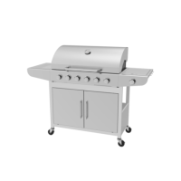 Boss Grill Georgia Classic - 6 Burner Gas BBQ Grill with Side Burner - Silver
