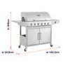 Boss Grill Georgia Classic - 6 Burner Gas BBQ Grill with Side Burner - Silver