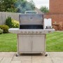 Boss Grill Georgia Classic - 6 Burner Gas BBQ Grill with Side Burner - Silver