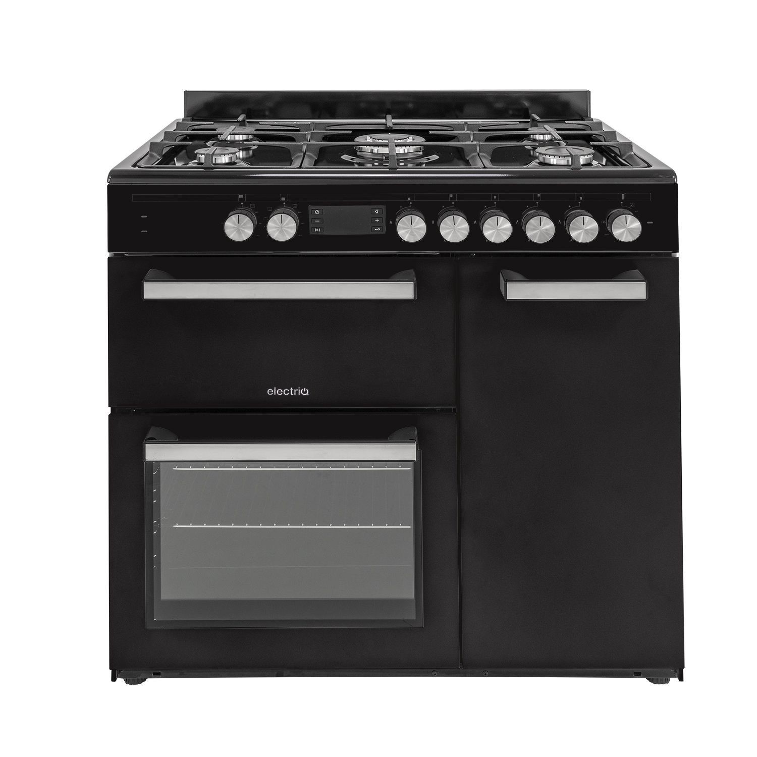 electriQ 90cm Dual Fuel Triple Cavity Range Cooker - Black