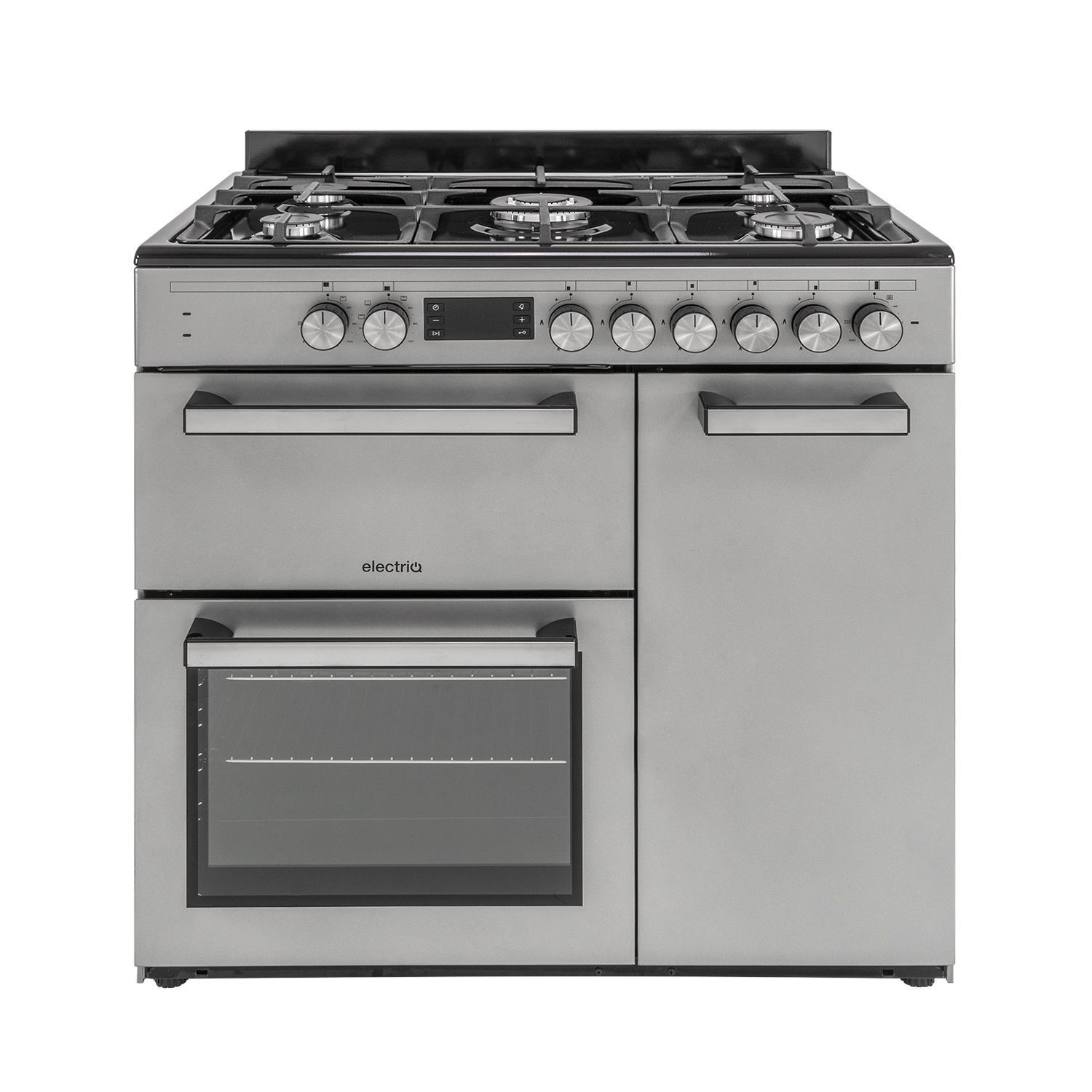 electriQ 90cm Dual Fuel Triple Cavity Range Cooker - Stainless Steel