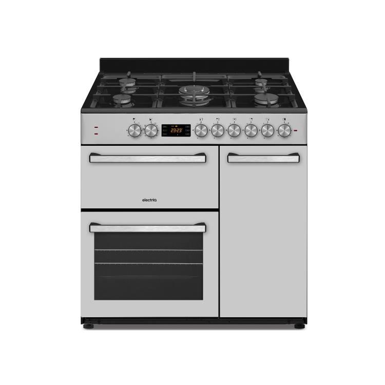 Refurbished electriQ IQRANGE90SS 90cm 3 Cavity Dual Fuel Range Cooker Stainless Steel