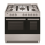 GRADE A1 - electriQ 90cm Dual Fuel Double Oven Range Cooker Stainless Steel