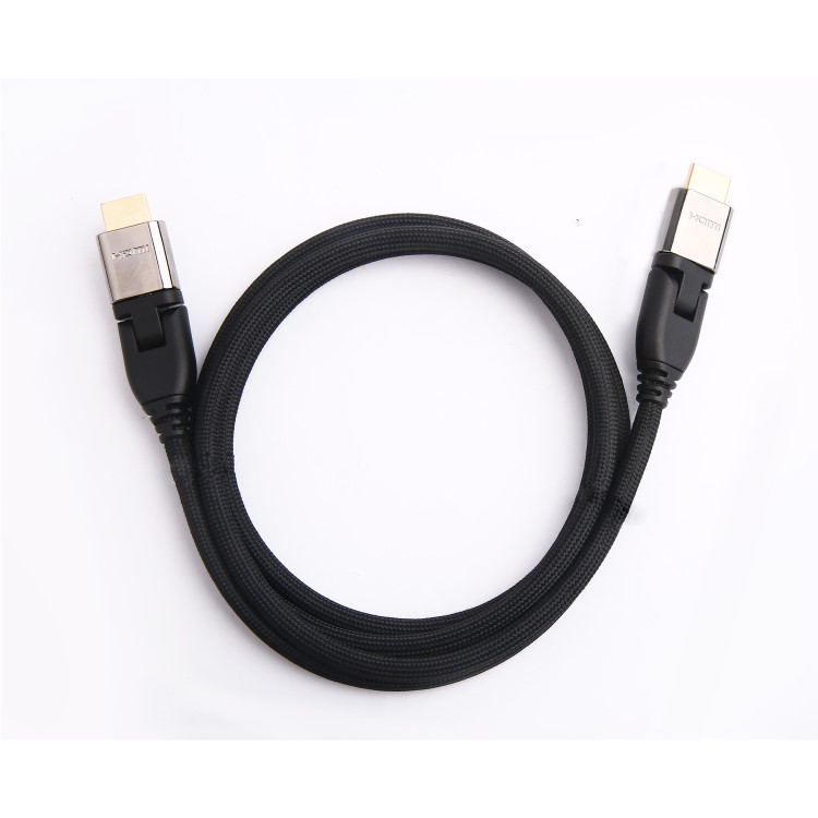electriQ Ultra HDMI 4K 18Gbps HDR Metal Plated Braided Cable with Swivel Connector 1.5m