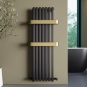 A2/IRAGMB1200 GRADE A2 - Gunmetal Vertical Single Panel Radiator with Brass Towel Bars 1200 x 500mm - Iraya