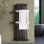 Gunmetal Vertical Single Panel Radiator with Brass Towel Bars 1200 x 500mm - Iraya