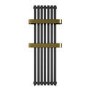 GRADE A2 - Gunmetal Vertical Single Panel Radiator with Brass Towel Bars 1200 x 500mm - Iraya