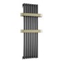 Gunmetal Vertical Single Panel Radiator with Brass Towel Bars 1200 x 500mm - Iraya