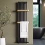 Gunmetal Vertical Single Panel Radiator with Brass Towel Bars 1600 x 500mm - Iraya