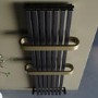 Gunmetal Vertical Single Panel Radiator with Brass Towel Bars 1600 x 500mm - Iraya