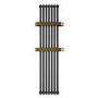 Gunmetal Vertical Single Panel Radiator with Brass Towel Bars 1600 x 500mm - Iraya