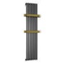 Gunmetal Vertical Single Panel Radiator with Brass Towel Bars 1600 x 500mm - Iraya