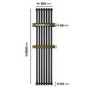 Gunmetal Vertical Single Panel Radiator with Brass Towel Bars 1600 x 500mm - Iraya