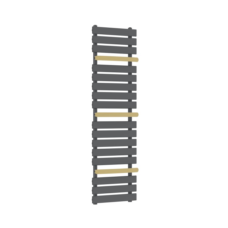 Gunmetal Grey Towel Radiator with Brass Bars 1600 x 500mm - Iraya