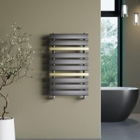 Gunmetal Grey Towel Radiator with Brass Bars 800 x 500mm - Iraya