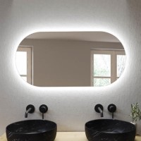 ONLY OPENED - Oval Backlit Heated Bathroom Mirror with Lights 500 x 1000mm - Irena