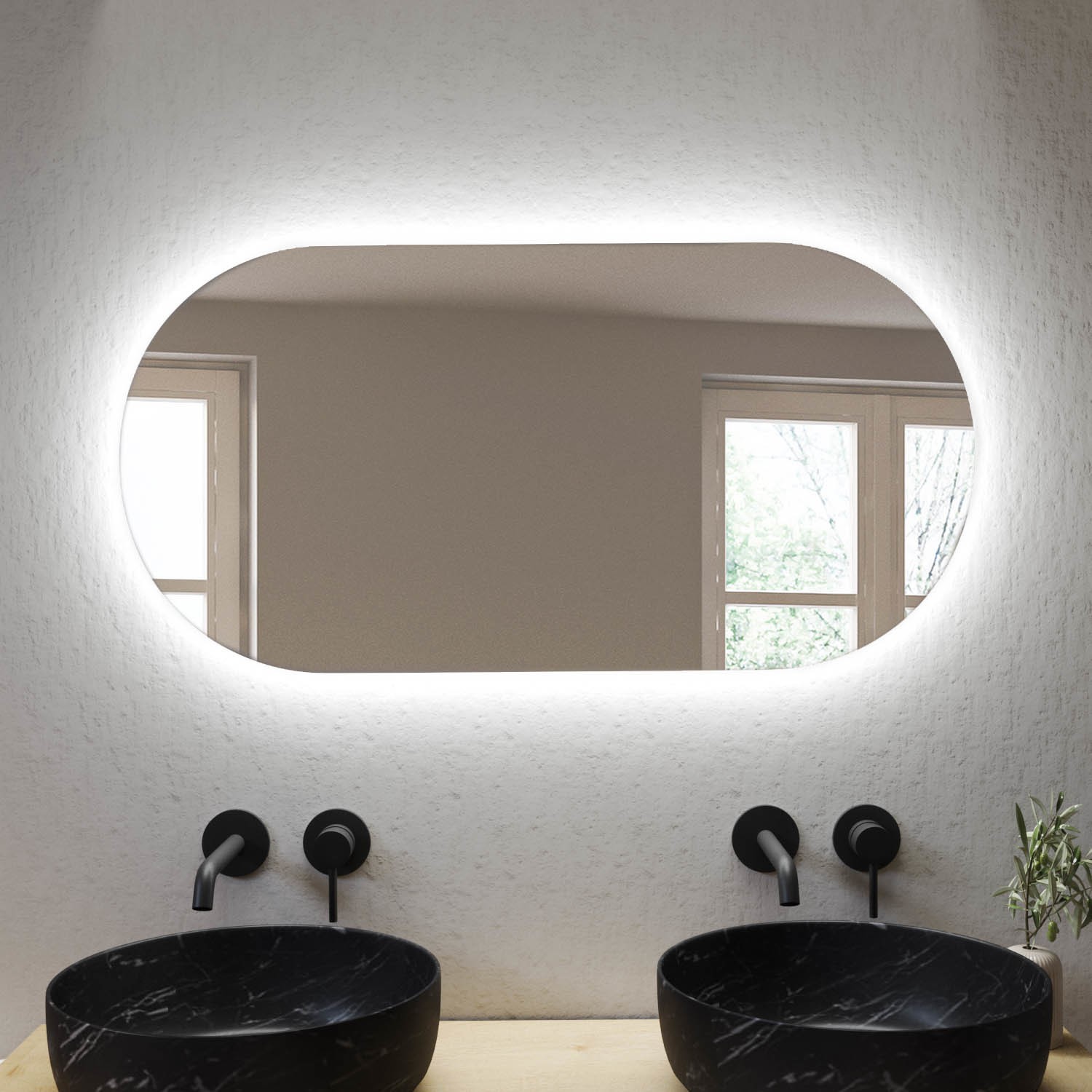 SMIROR Oval LED Bathroom Mirror 24x36, Lighted Vanity Mirror For Wall, Anti-Fog