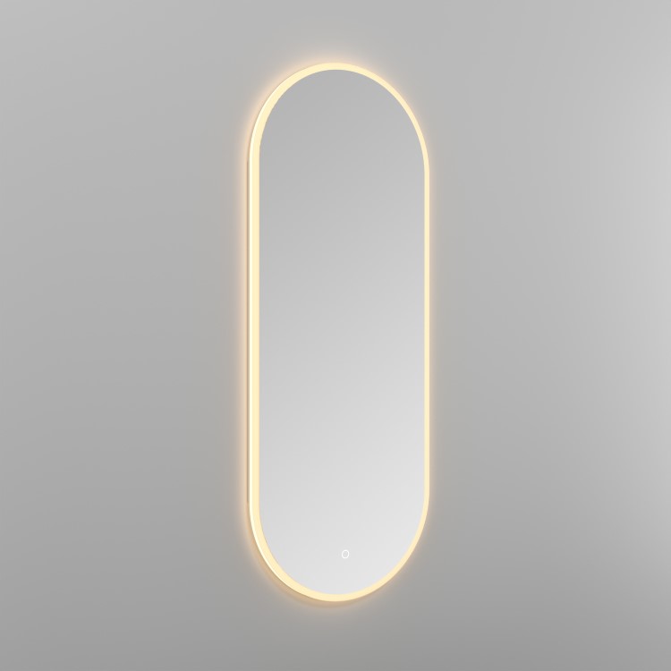 Single Door Oval Recessed Chrome Heated Bathroom Mirror Cabinet with Lights 1150 x 450mm- Irena