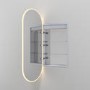 Single Door Oval Recessed Chrome Heated Bathroom Mirror Cabinet with Lights 1150 x 450mm- Irena