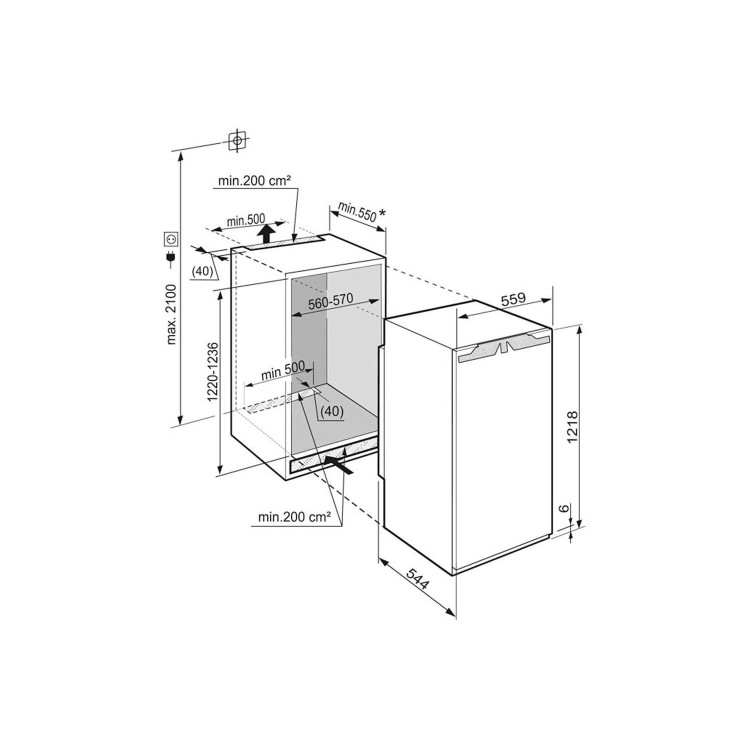Liebherr IK2324 122cm In-column Integrated Fridge with Icebox - Door-on-Door