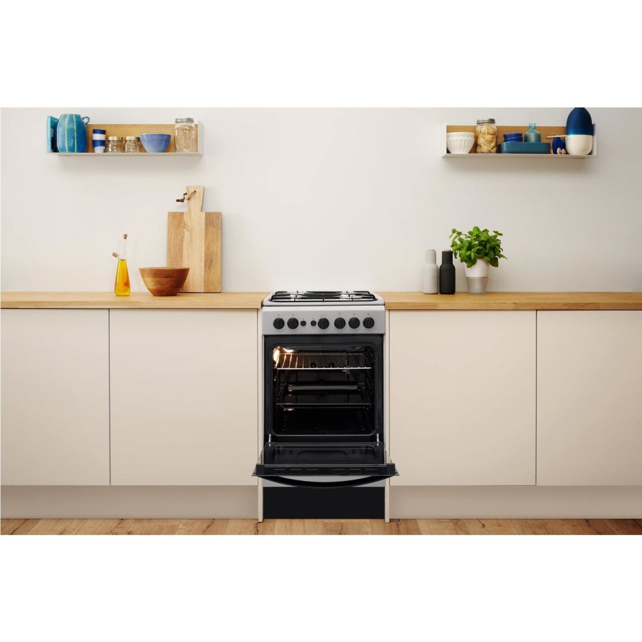 Indesit IS5G1PMSS 50cm Single Oven Gas Cooker Silver Appliances Direct