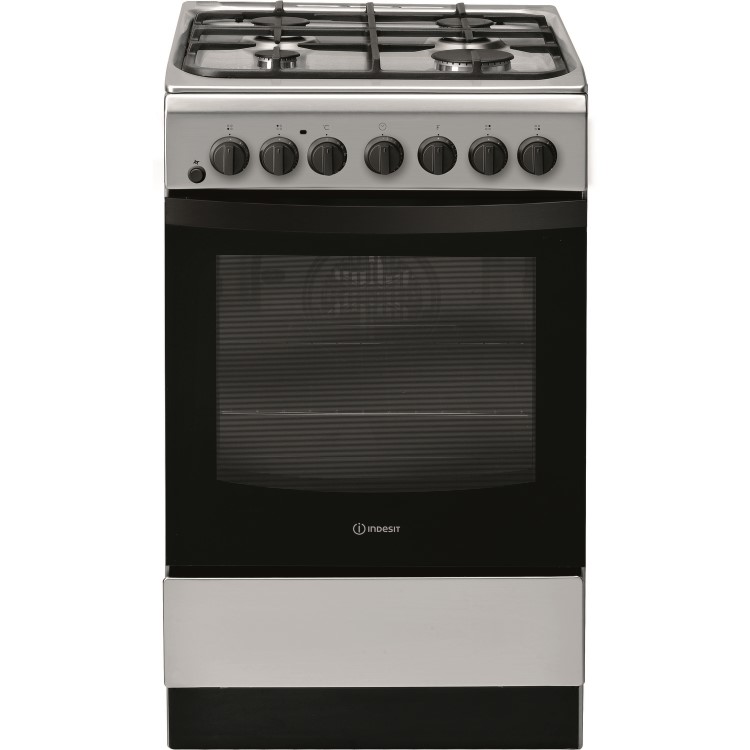 Indesit IS5G4PHX 50cm Single Oven Dual Fuel Cooker - Stainless Steel