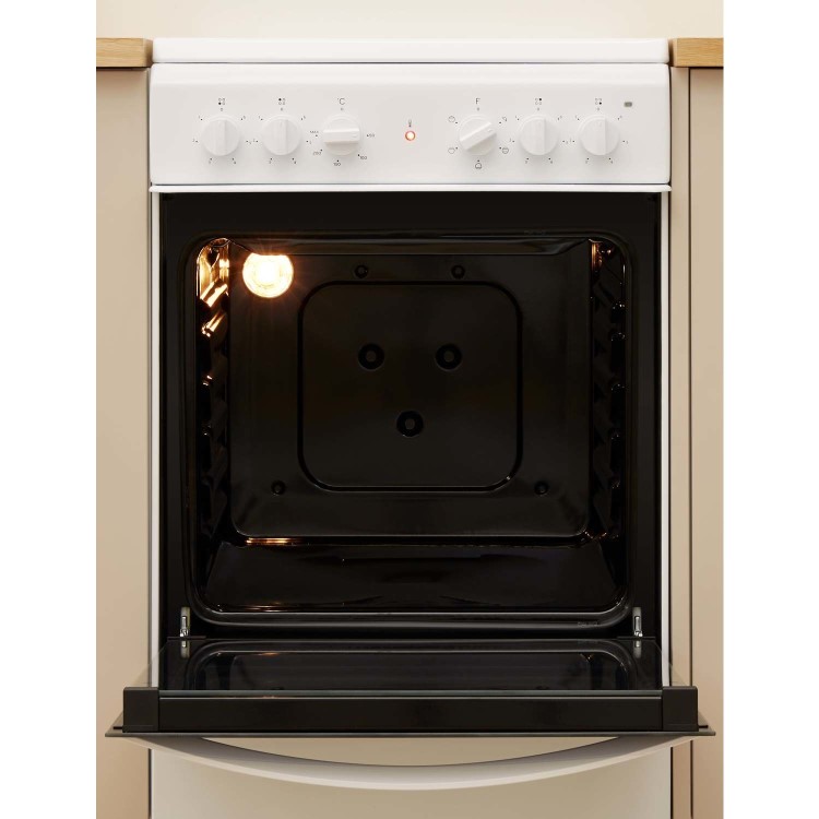 GRADE A1 - Indesit IS5V4KHW 50cm Single Oven Electric Cooker With Ceramic Hob - White
