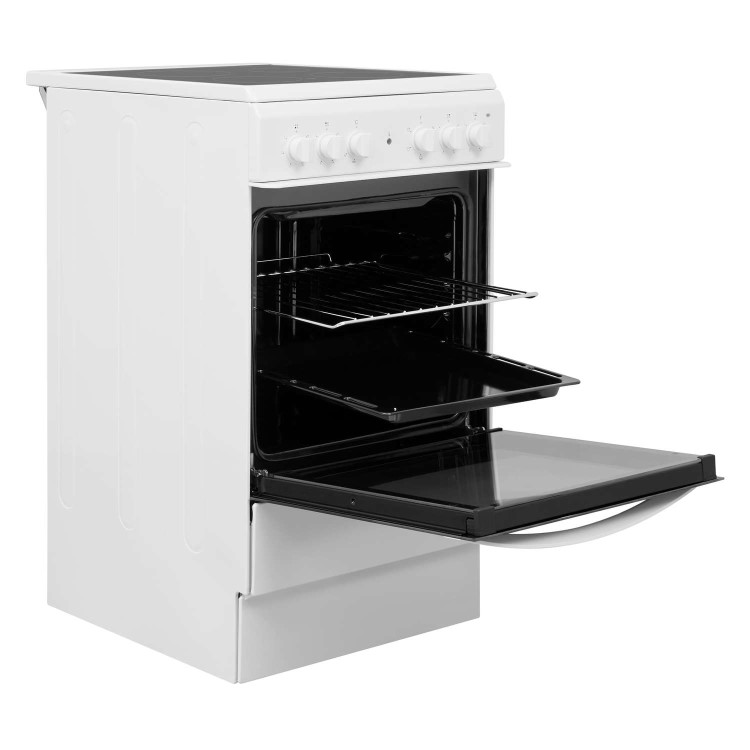 GRADE A1 - Indesit IS5V4KHW 50cm Single Oven Electric Cooker With Ceramic Hob - White