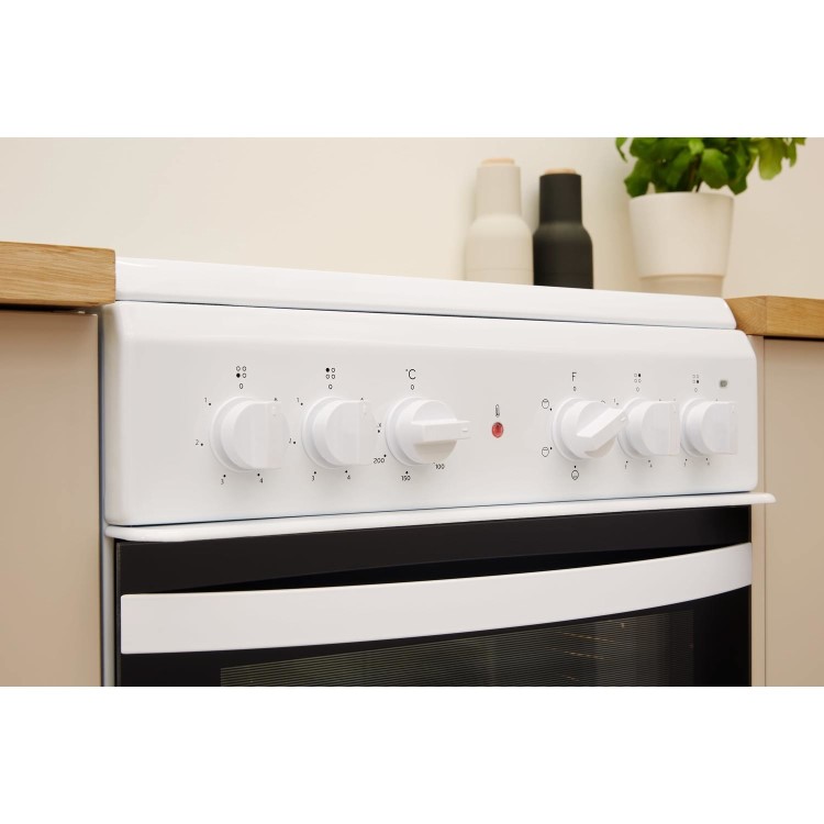 GRADE A1 - Indesit IS5V4KHW 50cm Single Oven Electric Cooker With Ceramic Hob - White