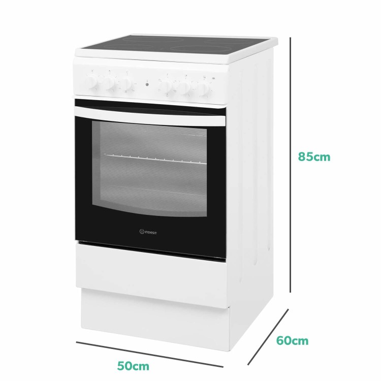 GRADE A2 - Indesit IS5V4KHW 50cm Single Oven Electric Cooker With Ceramic Hob - White