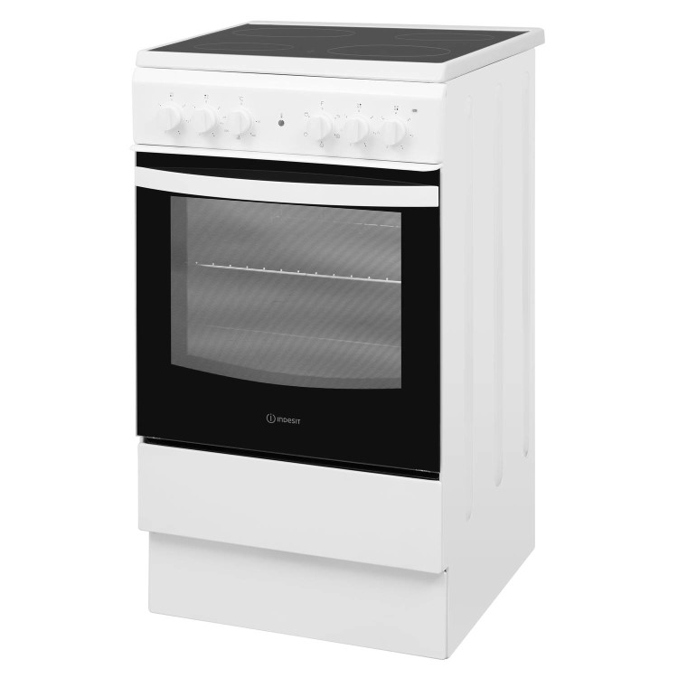GRADE A1 - Indesit IS5V4KHW 50cm Single Oven Electric Cooker With Ceramic Hob - White