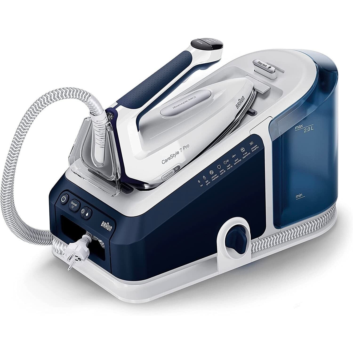 Braun Is7282bl Carestyle 7 Pro Steam Generator Iron 2700W Blue 8 Bar Pressure Powersteam Technology & 2L Water Tank IS7282BL
