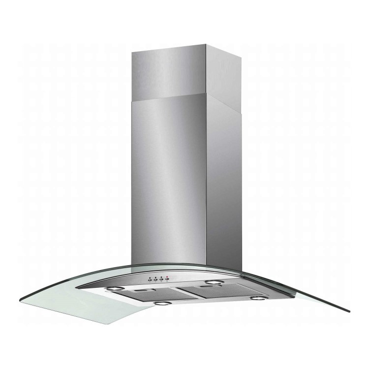 GRADE A1 - Baumatic ISL5SS 90cm Island Cooker Hood With Curved Glass Canopy Stainless Steel
