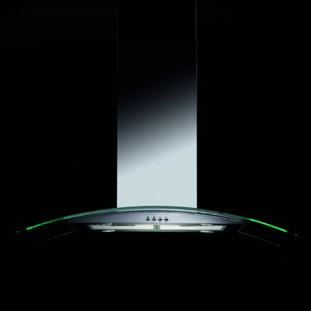 GRADE A1 - Baumatic ISL5SS 90cm Island Cooker Hood With Curved Glass Canopy Stainless Steel