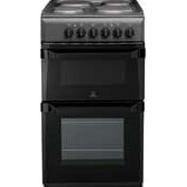 Indesit IT50EAS Double Cavity 50cm Electric Cooker With Solid Plate Hob Anthracite