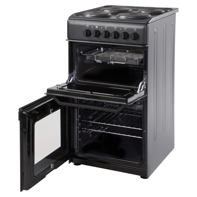 Indesit IT50EAS Double Cavity 50cm Electric Cooker With Solid Plate Hob Anthracite