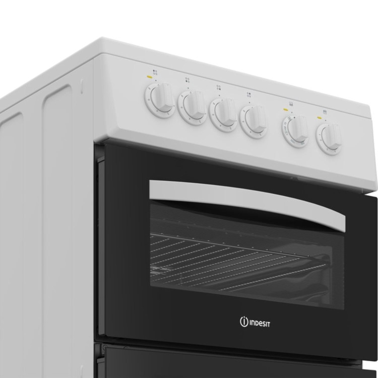 Indesit 50cm Twin Cavity Electric Cooker - White