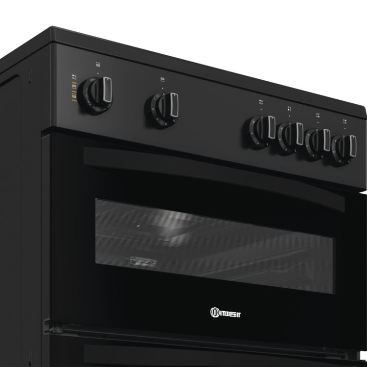 Indesit 60cm Twin Cavity Electric Cooker - Black