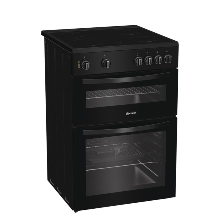 Indesit 60cm Twin Cavity Electric Cooker - Black