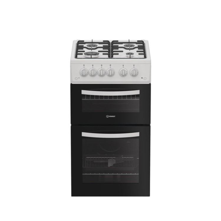 Indesit 50cm Twin Cavity Gas Cooker - White