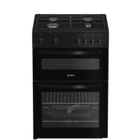 Indesit 60cm Twin Cavity Gas Cooker - Black