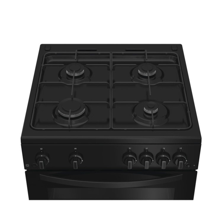 Indesit 60cm Twin Cavity Gas Cooker - Black