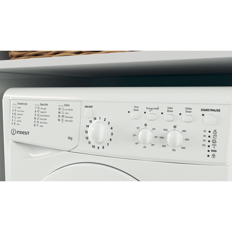 Indesit Slim Depth 6kg 1200rpm Washing Machine - White