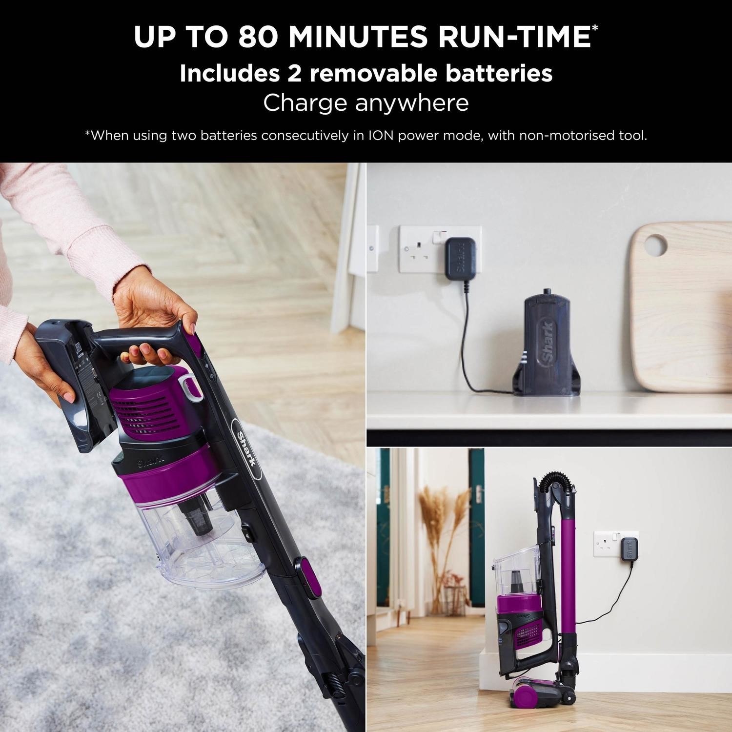 Shark Anti Hair Wrap Cordless Stick Vacuum Cleaner Fuchsia IZ252UK