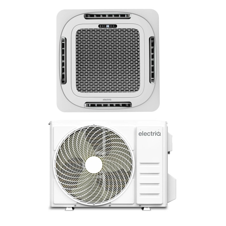 electriQ iQool 36000 BTU Smart A++ Single Split Ceiling Cassette Air Conditioner with Heat Pump - 5m Pipe Kit Included
