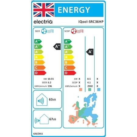 electriQ iQool 36000 BTU Smart A++ Single Split Ceiling Cassette Air Conditioner with Heat Pump - 5m Pipe Kit Included