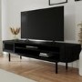 Large Black Oak TV Stand with Storage - TV's up to 77" - Jarel