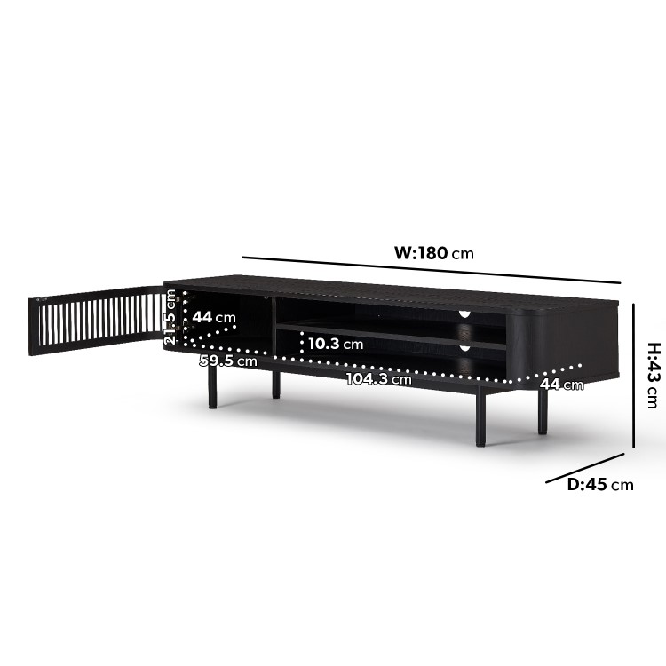 Large Black Oak TV Stand with Storage - TV's up to 77" - Jarel