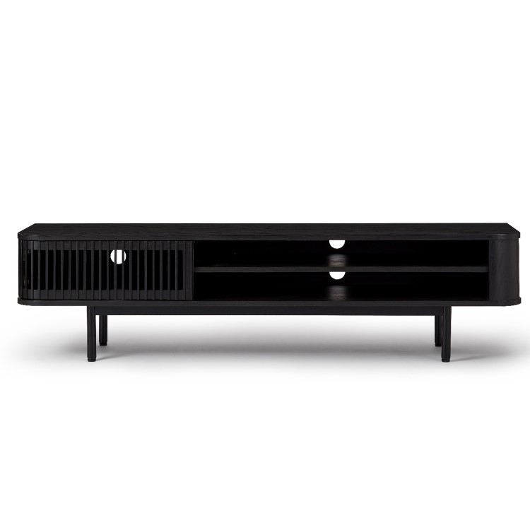 Large Black Oak TV Stand with Storage - TV's up to 77" - Jarel