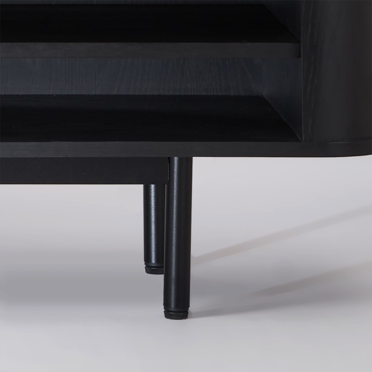 Large Black Oak TV Stand with Storage - TV's up to 77" - Jarel